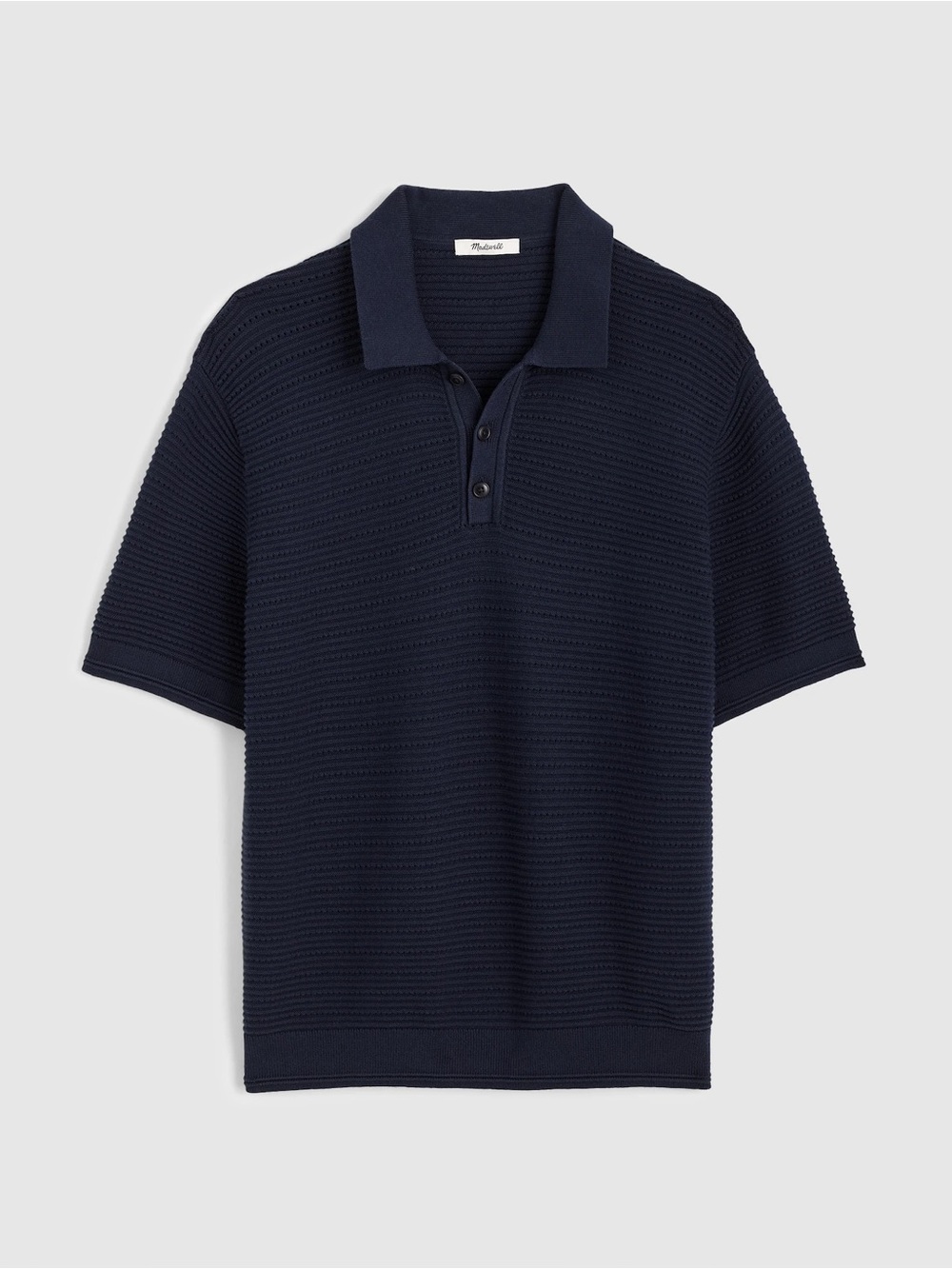 Madewell Navy Textured Knit Polo